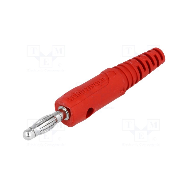 1 pcs x SCHu00dcTZINGER - FK 82 S NI / RT - Plug, 4mm banana, 10A, 33VAC, 70VDC, red, Max.wire diam: 2mm, 0.5mm2