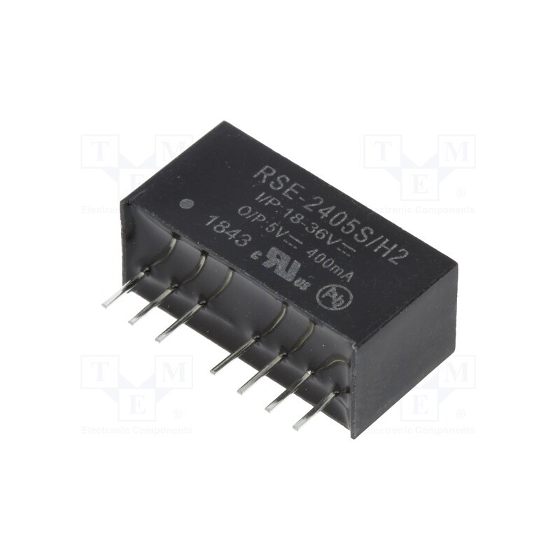 1 pcs x RECOM - RSE-2405S/H2 - Converter: DC/DC, 2W, Uin: 18÷36V, Uout: 5VDC, Iout: 400mA, SIP8, RSE
