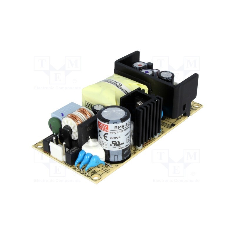 1 pcs x MEAN WELL - RPS-60-12 - Power supply: switched-mode, open, 60W, 127÷370VDC, 90÷264VAC