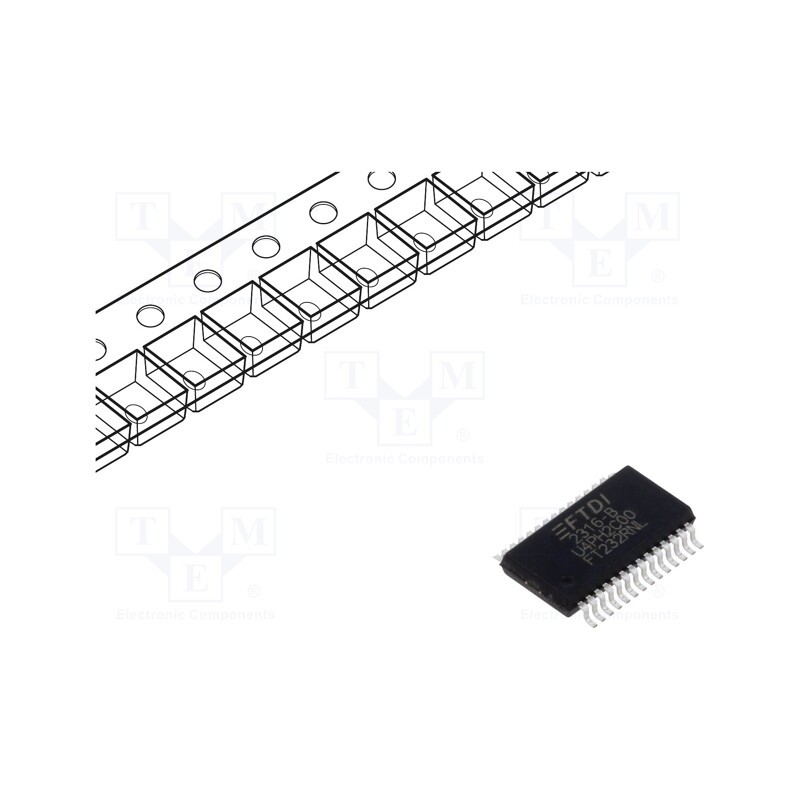 1 pcs x FTDI - FT232RNL-REEL - IC: interface, USB-UART, Full Speed, 3.3÷5.25VDC, , SSOP28