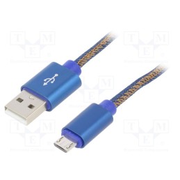 1 pcs x GEMBIRD - CC-USB2J-AMMBM-1M-BL - Cable, USB 2.0, USB A plug,USB B micro plug, gold-plated, 1m