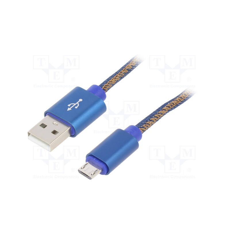 1 pcs x GEMBIRD - CC-USB2J-AMMBM-1M-BL - Cable, USB 2.0, USB A plug,USB B micro plug, gold-plated, 1m