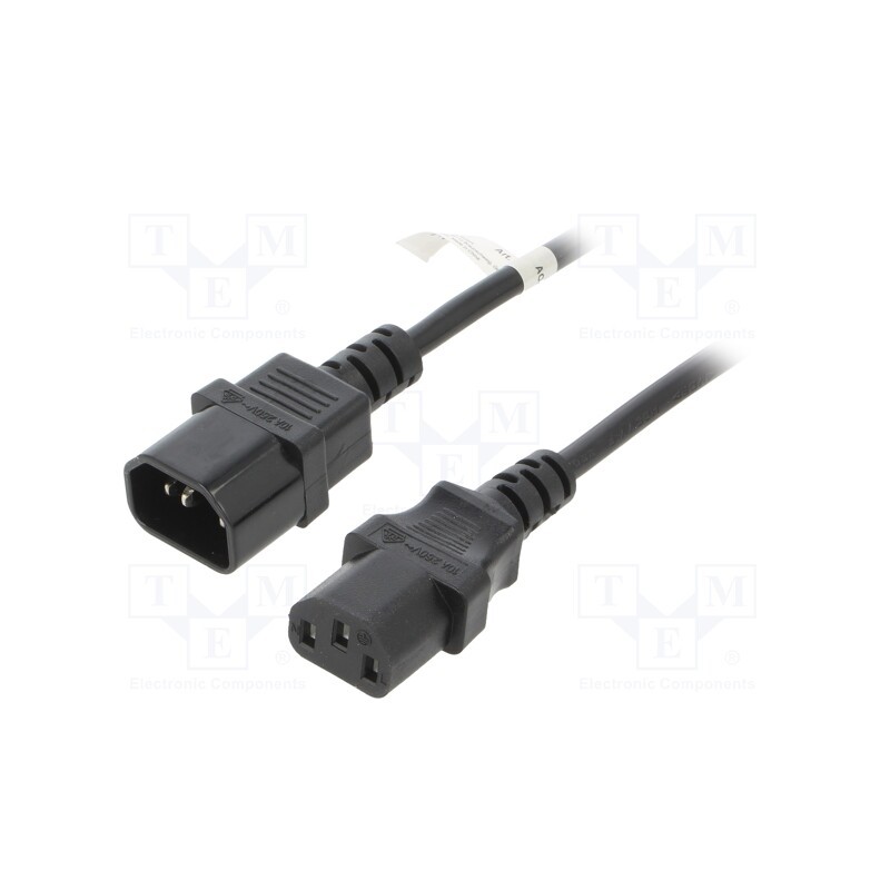 1 pcs x Goobay - 50081 - Cable, IEC C13 female,IEC C14 male, PVC, 2m, black, 10A, 250V