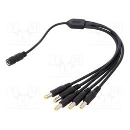 1 pcs x SUNNY - CSJ2155ST5P2155SR03 - Cable, 2x0.5mm2, DC 5,5/2,1 plug x5,DC 5,5/2,1 socket, straight