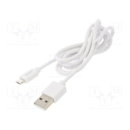 1 pcs x SAVIO - SAVKABELCL-123 - Cable, USB 2.0, USB A plug,USB B micro plug, 1m, white, 480Mbps