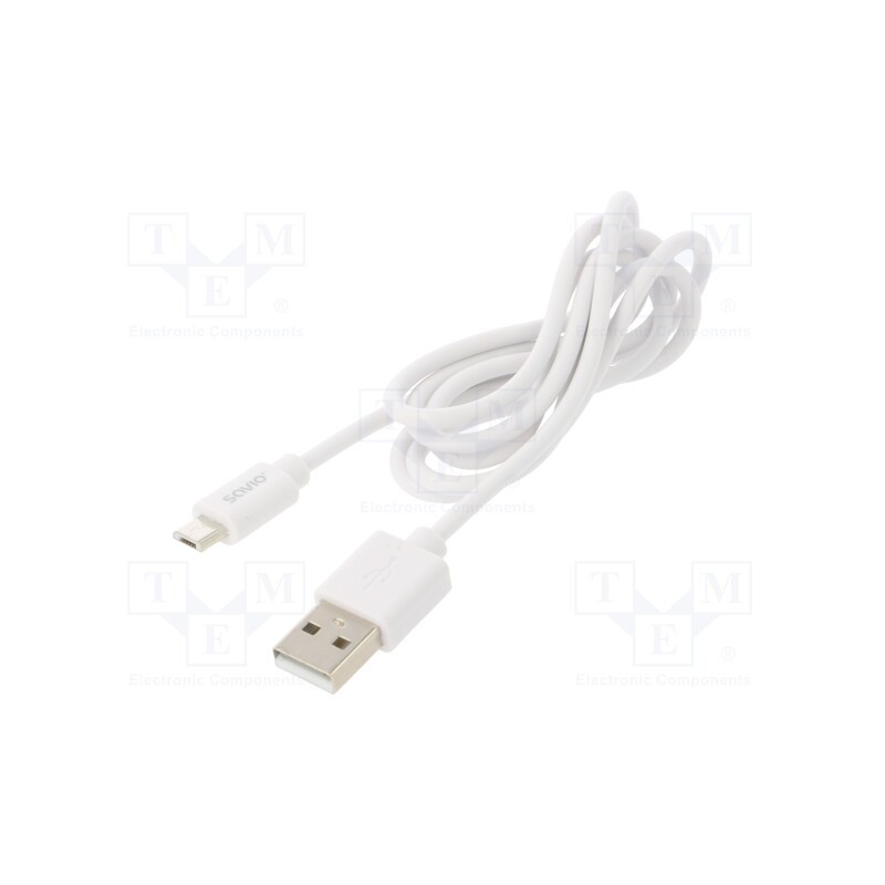 1 pcs x SAVIO - SAVKABELCL-123 - Cable, USB 2.0, USB A plug,USB B micro plug, 1m, white, 480Mbps