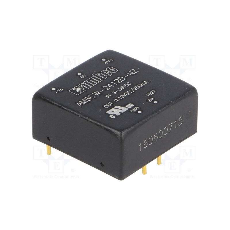 1 pcs x AIMTEC - AM6CW-2412D-NZ - Converter: DC/DC, 6W, Uin: 9÷36V, Uout: 12VDC, Uout2: -12VDC, 1'x1'