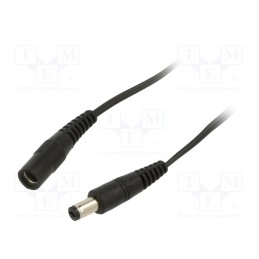 1 pcs x WEST POL - P21-C21-T050-500BK - Cable, 2x0.5mm2, DC 5,5/2,1 plug,DC 5,5/2,1 socket, straight