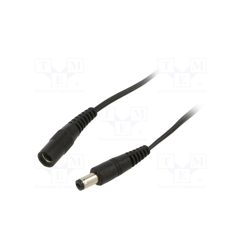 1 pcs x WEST POL - P21-C21-T050-500BK - Cable, 2x0.5mm2, DC 5,5/2,1 plug,DC 5,5/2,1 socket, straight
