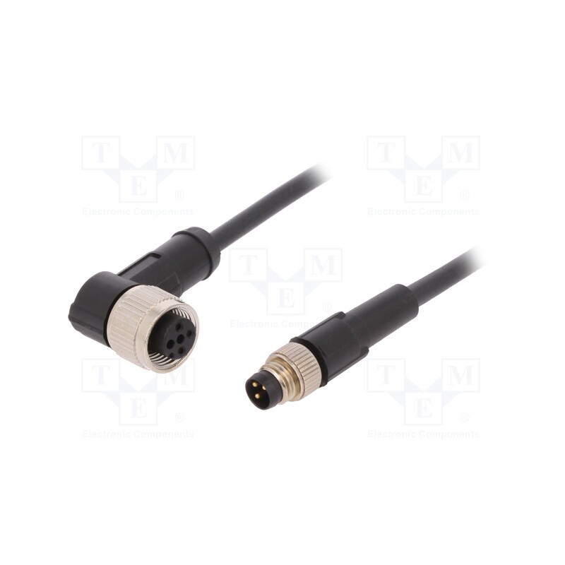 1 pcs x LAPP - AB-C3-M8MS-1,0PUR-M12FA - Connection lead, M12,M8, PIN: 3, 1m, plug, 60VAC, 4A, -25÷80°C, PUR