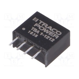 1 pcs x TRACO POWER - TBA 1-1212 - Converter: DC/DC, 1W, Uin: 10.8÷13.2V, Uout: 12VDC, Iout: 80mA, SIP4