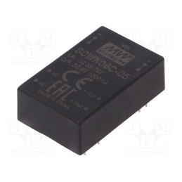 1 pcs x MEAN WELL - SCWN06C-05 - Converter: DC/DC, 6W, Uin: 36÷72V, Uout: 5VDC, Iout: 1000mA, DIP24