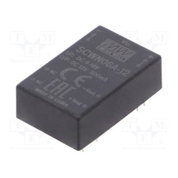 1 pcs x MEAN WELL - SCWN06A-12 - Converter: DC/DC, 6W, Uin: 9÷18V, Uout: 12VDC, Iout: 500mA, DIP24