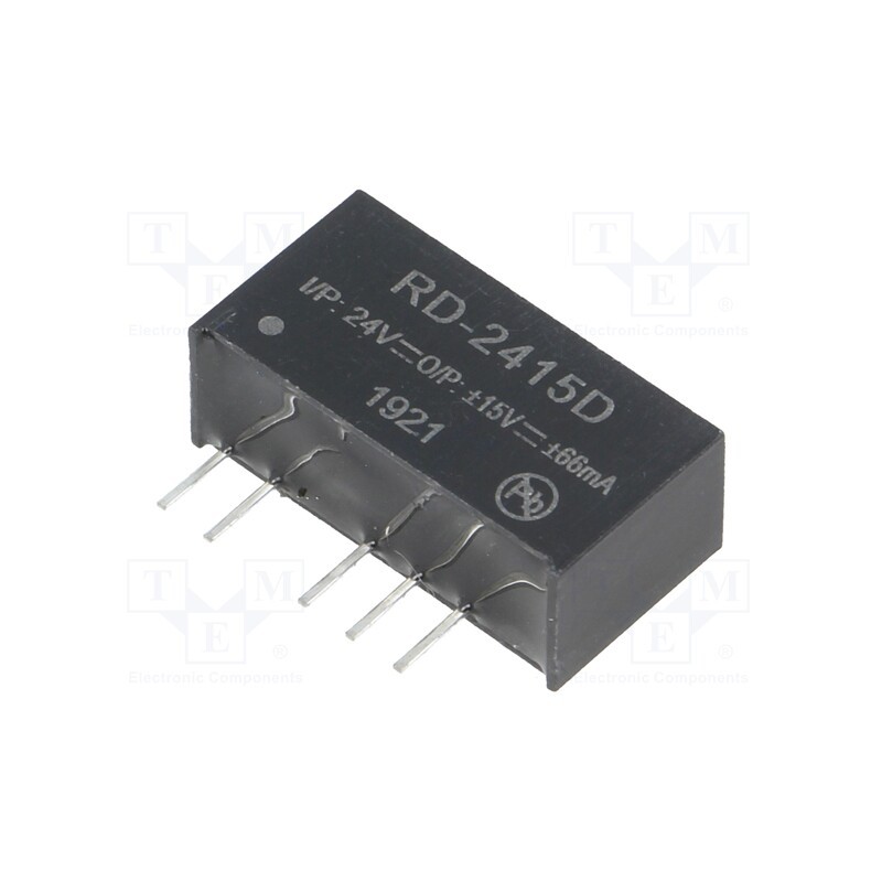 1 pcs x RECOM - RD-2415D - Converter: DC/DC, 2W, Uin: 21.6÷26.4V, Uout: 15VDC, Uout2: -15VDC