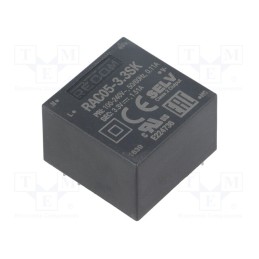 1 pcs x RECOM - RAC05-3.3SK - Converter: AC/DC, 5W, 85÷264VAC, Usup: 120÷370VDC, Uout: 3.3VDC