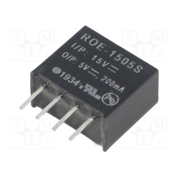 1 pcs x RECOM - ROE-1505S - Converter: DC/DC, 1W, Uin: 10.8÷13.2V, Uout: 5VDC, Iout: 200mA, SIP4