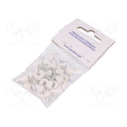 1 pcg x PAWBOL - H.7003A -25 -AS - Holder, white, on round cable, 25pcs, with a nail, 5mm