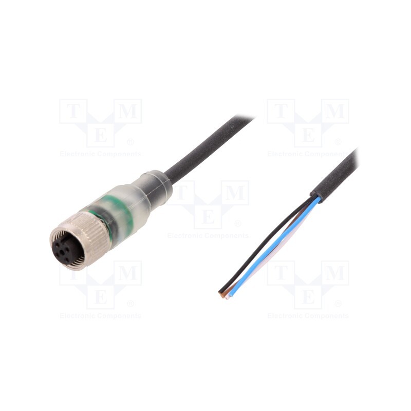 1 pcs x LAPP - AB-C4-5,0PUR-M12FS-2L - Connection lead, M12, PIN: 4, straight, 5m, plug, 4A, -25÷80°C, PUR