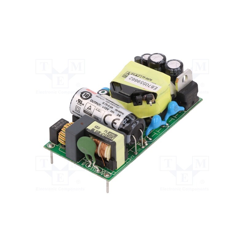 1 pcs x MEAN WELL - MFM-30-15 - Converter: AC/DC, 30W, 80÷264VAC, 15VDC, Iout: 2A, OUT: 1, 89%, PCB