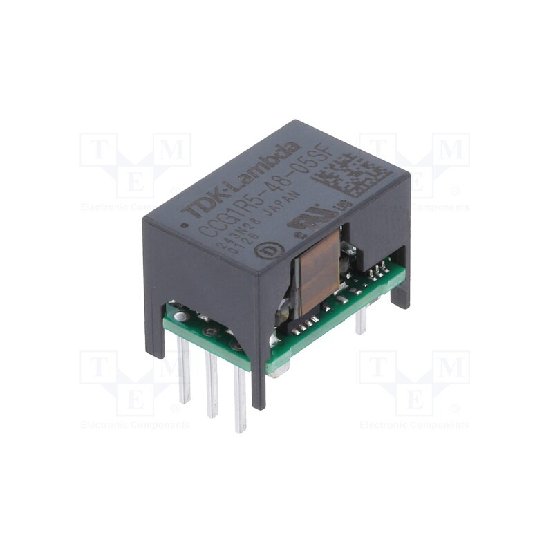 1 pcs x TDK-LAMBDA - CCG1R5-48-05SF - Converter: DC/DC, 1.5W, Uin: 18÷76V, Uout: 5VDC, Iout: 300mA, THT