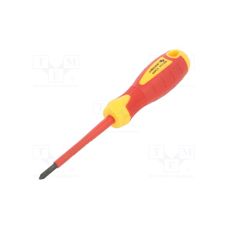 1 pcs x Hu00d6GERT TECHNIK - HT1S941 - Screwdriver, insulated, Pozidriv®, PZ1, 80mm, 1kVAC, tool steel