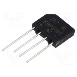 5 pcs x DC COMPONENTS - KBP206G - Bridge rectifier: single-phase, Urmax: 600V, If: 2A, Ifsm: 60A, flat