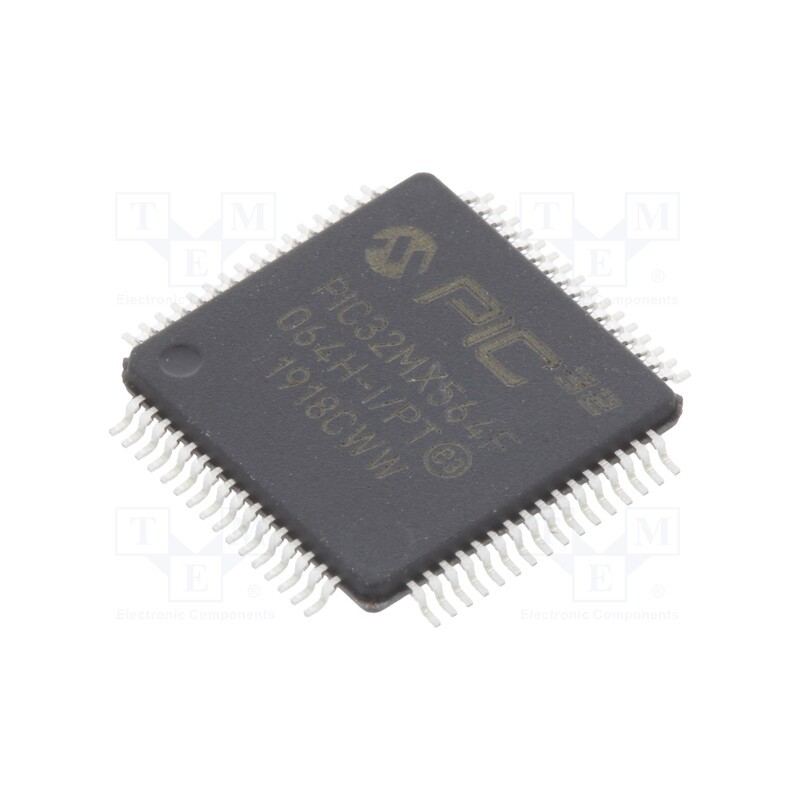1 pcs x MICROCHIP TECHNOLOGY - PIC32MX564F064H-I/PT - IC: PIC microcontroller, 64kB, 2.3÷3.6VDC, SMD, TQFP64, PIC32