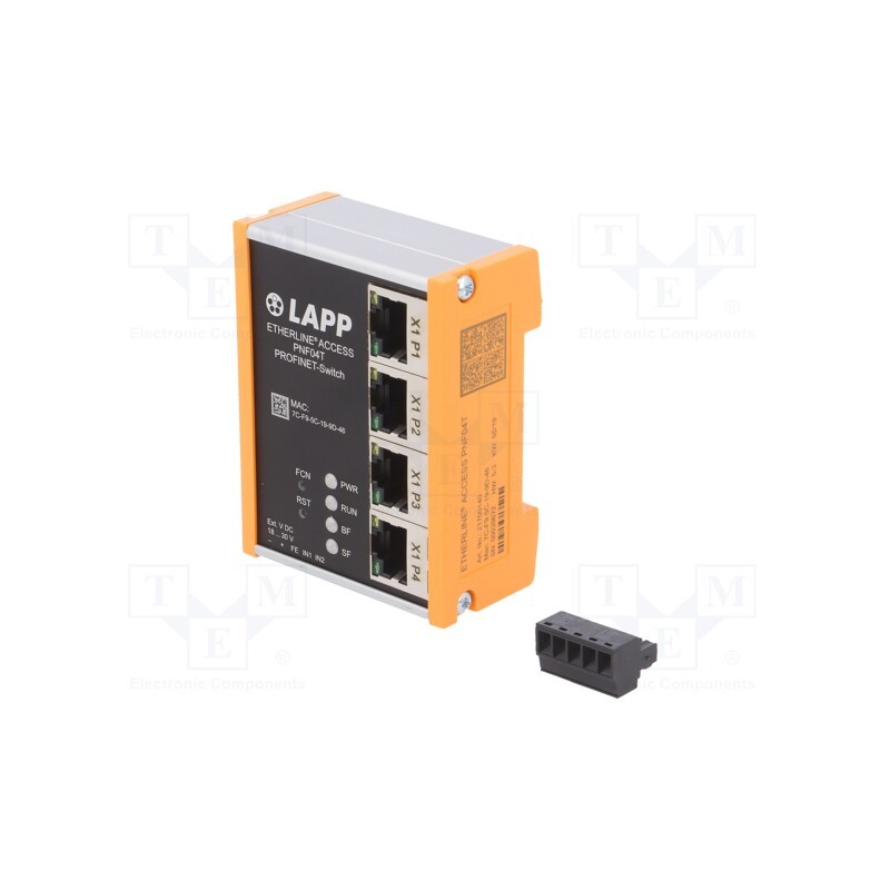 1 pcs x LAPP - PNF04T - Switch Ethernet, managed, Number of ports: 4, 18÷30VDC, RJ45, IP20
