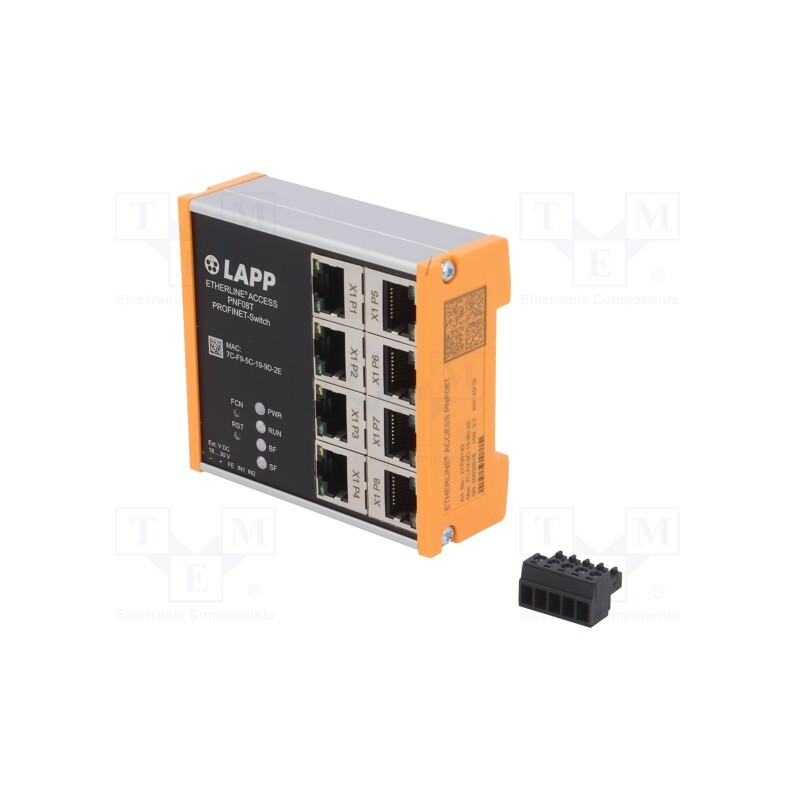 1 pcs x LAPP - PNF08T - Switch Ethernet, managed, Number of ports: 8, 18÷30VDC, RJ45, IP20