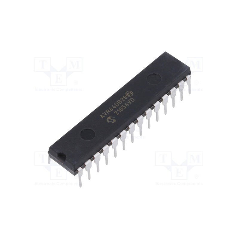 1 pcs x MICROCHIP TECHNOLOGY - AVR64DB28-I/SP - IC: AVR microcontroller, PDIP28, Ext.inter: 22, Cmp: 3, AVR64