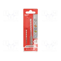 1 pcs x Milwaukee - 4932471091 - Drill bit, Ø: 3mm, L: 45mm, tungsten carbide, universal