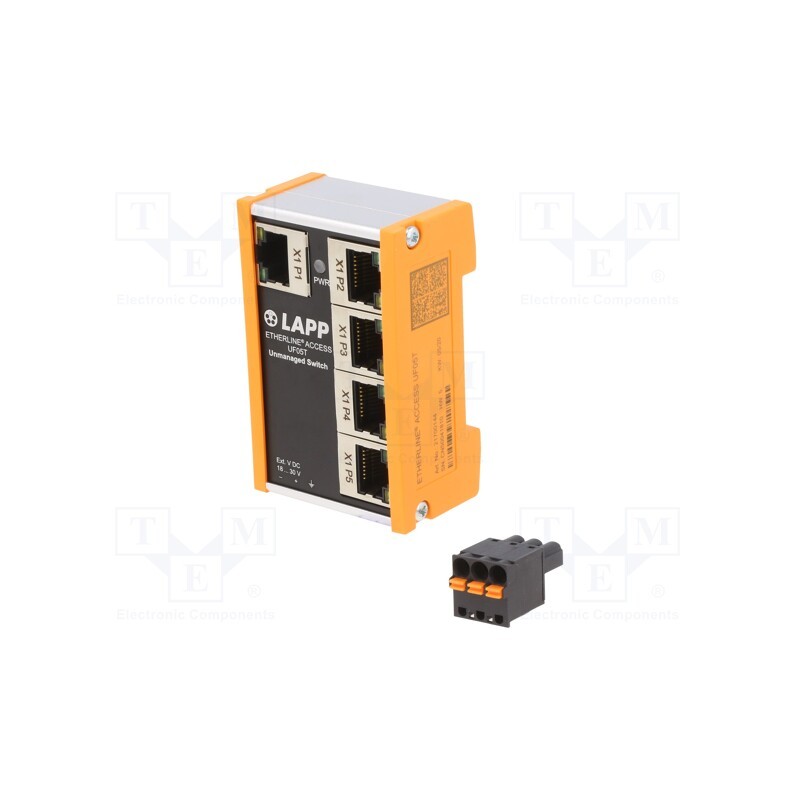 1 pcs x LAPP - UF05T - Switch Ethernet, unmanaged, Number of ports: 5, 18÷30VDC, RJ45