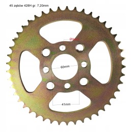 Rear sprocket atv z45 428 bashan eagle