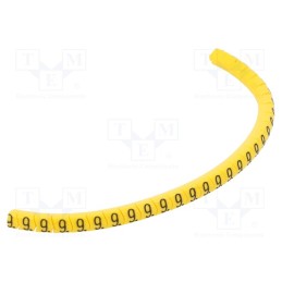 1 pcg x PARTEX - PA-02003PV40.9 - Markers, Marking: 9, 1.3÷3mm, PVC, yellow, -30÷60°C, leaded, PA-02