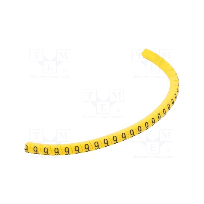 1 pcg x PARTEX - PA-02003PV40.9 - Markers, Marking: 9, 1.3÷3mm, PVC, yellow, -30÷60°C, leaded, PA-02