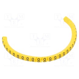 1 pcg x PARTEX - PA-02003PV40.8 - Markers, Marking: 8, 1.3÷3mm, PVC, yellow, -30÷60°C, leaded, PA-02