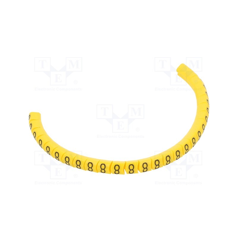 1 pcg x PARTEX - PA-02003PV40.8 - Markers, Marking: 8, 1.3÷3mm, PVC, yellow, -30÷60°C, leaded, PA-02