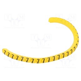 1 pcg x PARTEX - PA-02003PV40.7 - Markers, Marking: 7, 1.3÷3mm, PVC, yellow, -30÷60°C, leaded, PA-02