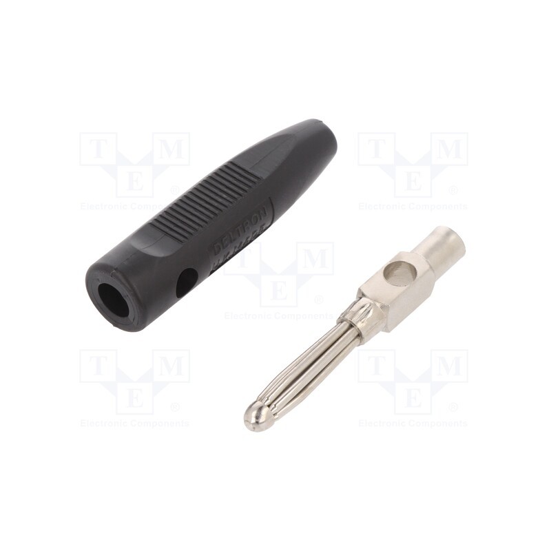 1 pcs x DELTRON - 555-0100 - Plug, 4mm banana, 16A, 50VDC, black, for cable, 2.5mm2, screw