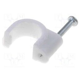 1 pcg x Goobay - 17081 - Holder, white, on round cable, 100pcs, with a nail, Ø: 9mm, H: 12mm