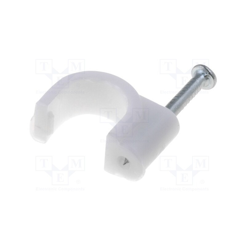 1 pcg x Goobay - 17081 - Holder, white, on round cable, 100pcs, with a nail, Ø: 9mm, H: 12mm