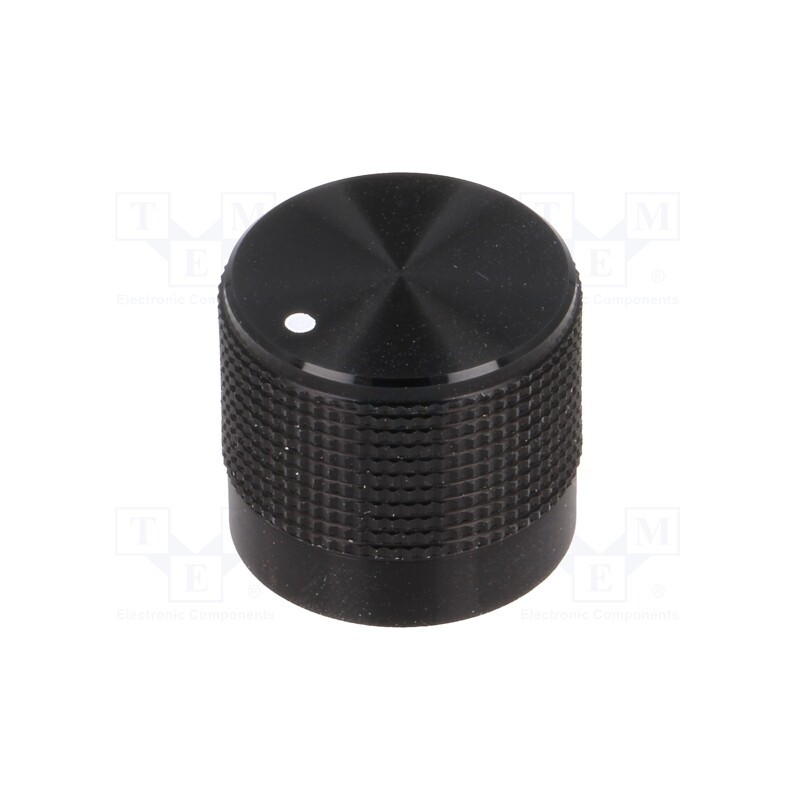 1 pcs x CLIFF - FC7225 - Knob, with pointer, Øshaft: 6mm, Ø20mm, black, Shaft: knurled