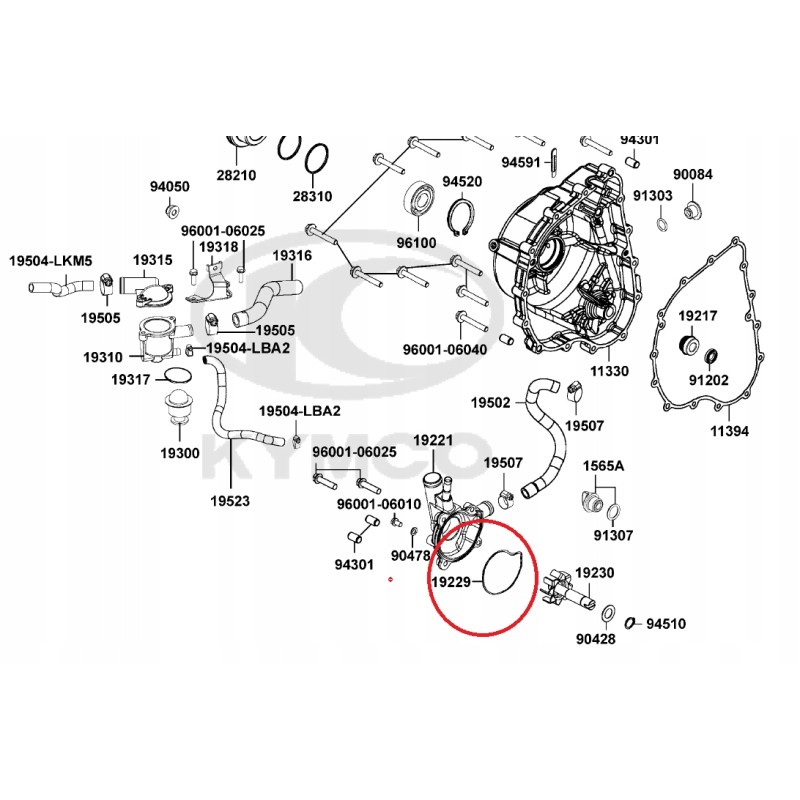 O-ring seal water pump Kymco MXU 700