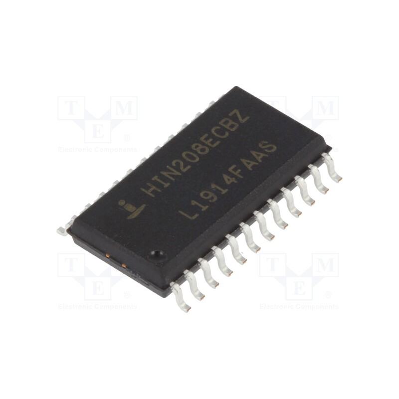 1 pcs x RENESAS - HIN208ECBZ - IC: interface, transceiver, full duplex,RS232, 230kbps, SO24-W