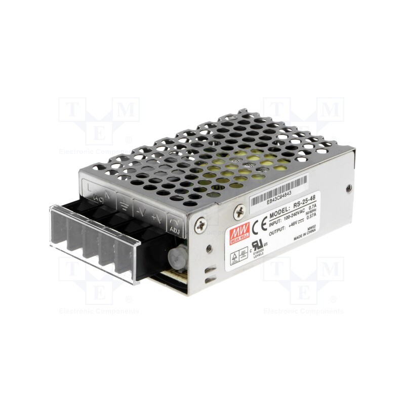 1 pcs x MEAN WELL - RS-25-48 - Power supply: switched-mode, for building in,modular, 25W, 48VDC