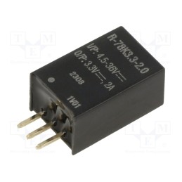 1 pcs x RECOM - R-78K3.3-2.0 - Converter: DC/DC, Uin: 4.5÷36V, Uout: 3.3VDC, Iout: 2A, SIP3, THT