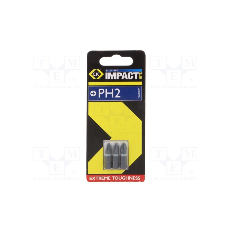 1 set x C.K - T4560 PH2D - Screwdriver bit, Phillips, PH2, Overall len: 25mm, 3pcs.