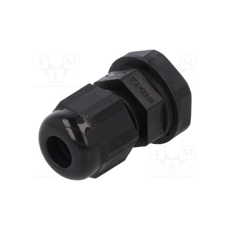 1 pcg x ALPHA WIRE - PMC12 BK080 - Cable gland, M12, 1.5, IP66,IP68, polyamide, black, 10pcs.