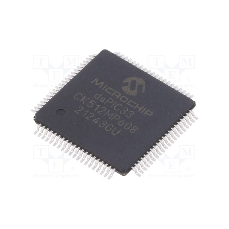 1 pcs x MICROCHIP TECHNOLOGY - DSPIC33CK512MP608-I/PT - IC: dsPIC microcontroller, 512kB, 64kBSRAM, TQFP80, DSPIC, 0.5mm