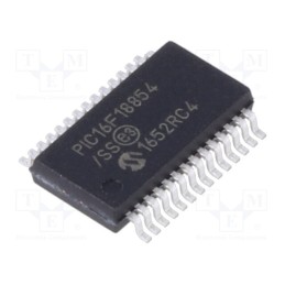 1 pcs x MICROCHIP TECHNOLOGY - PIC16F18854-I/SS - IC: PIC microcontroller, 7kB, 32MHz, 2.3÷5.5VDC, SMD, SSOP28, PIC16